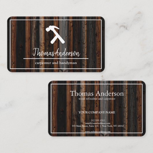 Professional Wood Grain Rustic Carpentry Visitenkarte (Vorne/Hinten)