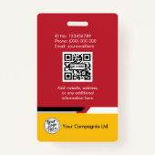 Professional Yellow Black Red Employee Access Card Ausweis (Rückseite)