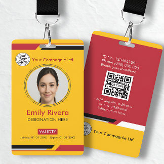 Professional Yellow Black Red Employee Access Card Ausweis