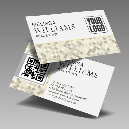 Professional Yellow & Gray QR Code Logo Visitenkarte