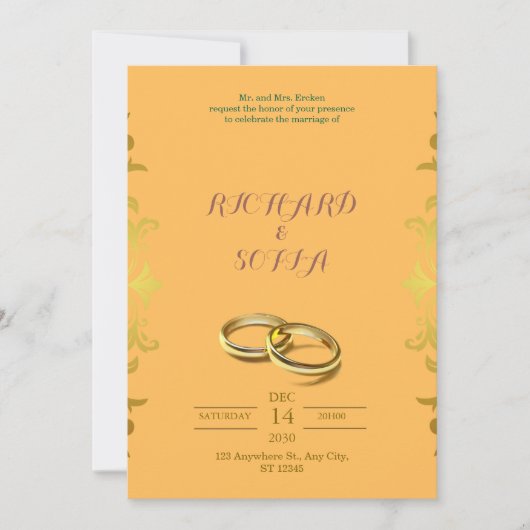 Professional Yellow & Orange Wedding Invitation Einladung (Vorderseite)