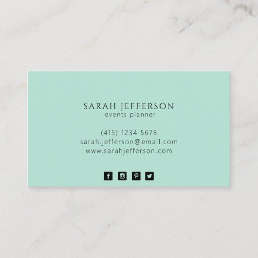 ProfessionalNeo Mint Moderne Kunst, Dichtung und Visitenkarte (Rückseite)