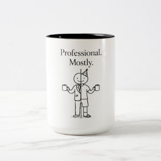 Professioneell. Meistens. – Lustiger Bürohumor-Kaf Zweifarbige Tasse