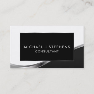 Professionell Elegant Modern Schwarz und Silber Visitenkarte