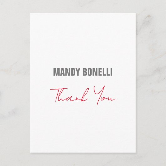 Professionell elegante moderne minimalistisch dank postkarte (Vorderseite)