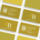 Professionell Elegantes Braun Monogramm QR-Code Visitenkarte