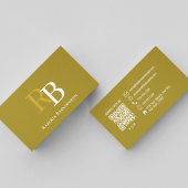 Professionell Elegantes Braun Monogramm QR-Code Visitenkarte
