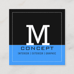 Professionell Modern Brillantes Azurblau Monogramm Quadratische Visitenkarte