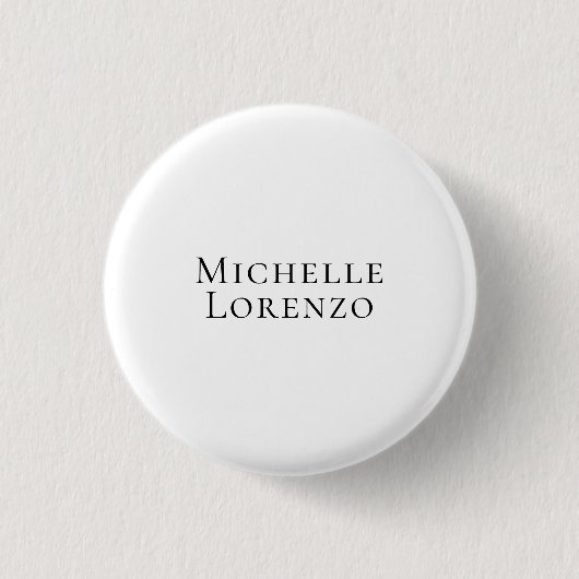 Professionell Modern Einfach Schlicht Name Schwarz Button (Vorderseite)