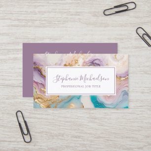 Professionell Modern Lila Gold Türkis Abstrakt Visitenkarte