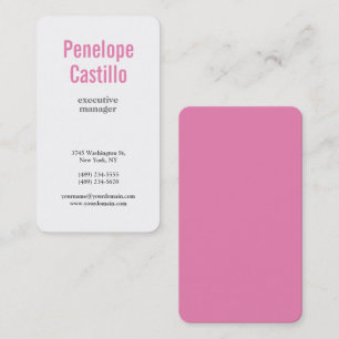 Professionell Modern Minimalistisch Einfach Rosa W Visitenkarte