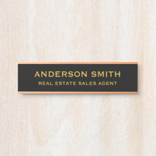 Professionell Modern Schwarz Gold Büro Namensschil Türschild