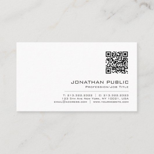 Professionell Modernes Minimalistisches QR-Code-Ge Visitenkarte (Vorderseite)