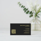 Professionell modernes QR-Code Minimal schwarz und Visitenkarte (Stehend Vorderseite)