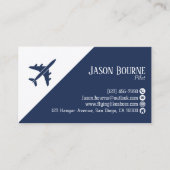 Professionell QR Code Luftfahrt Navy Blau Weiß Visitenkarte (Vorderseite)