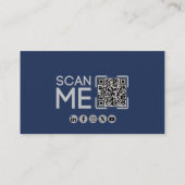 Professionell QR Code Luftfahrt Navy Blau Weiß Visitenkarte (Rückseite)