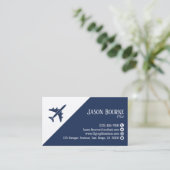 Professionell QR Code Luftfahrt Navy Blau Weiß Visitenkarte (Stehend Vorderseite)