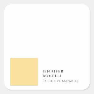 Professionell schlicht minimalist modern gelb weiß quadratischer aufkleber
