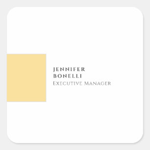 Professionell schlicht minimalist modern gelb weiß quadratischer aufkleber
