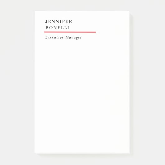 Professionell schlicht minimalistischer moderner T Post-it Klebezettel (Vorderseite)