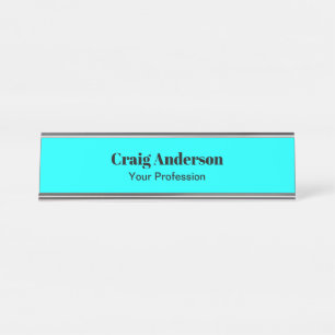 Professionell schlicht moderne elegante Cyan Blau Schreibtischnamensplakette