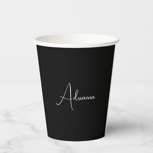 Professionell schwarze Handschrift mit Ihrem Namen Pappbecher (Vorderseite)