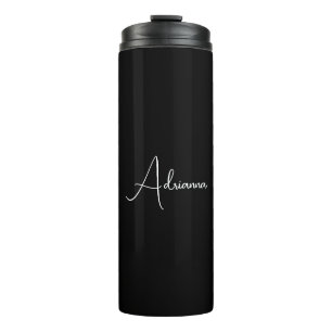Professionell schwarze Handschrift mit Ihrem Namen Thermosbecher