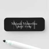 Professionell schwarze Monogramm Namensschild (Beispiel)