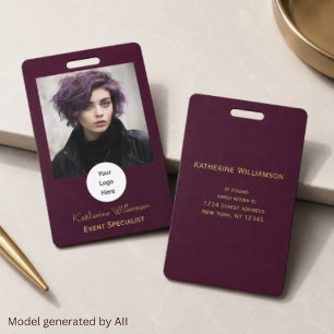 Professionell stilvoll modernes Foto Burgund Ausweis