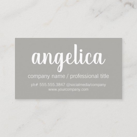 Professionell stilvolle Cursive / Gray Texture Visitenkarte (Rückseite)