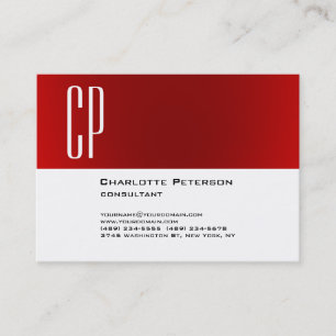 Professionell Stylisch Mollig Rot Weiß Monogramm Visitenkarte