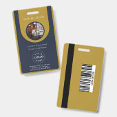 Professionelle blaue braune Mitarbeiter-ID-Karte Ausweis (Vorder- & Rückseite)