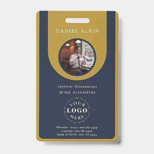 Professionelle blaue braune Mitarbeiter-ID-Karte Ausweis (Vorderseite)