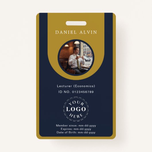 Professionelle blaue braune Mitarbeiter-ID-Karte Ausweis (Vorderseite)