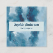Professionelle Blaue Wasserfarbe-Geode-QR-Code Vis Quadratische Visitenkarte (Vorderseite)