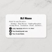 Professionelle DJs Musik Visitenkarte (Rückseite)