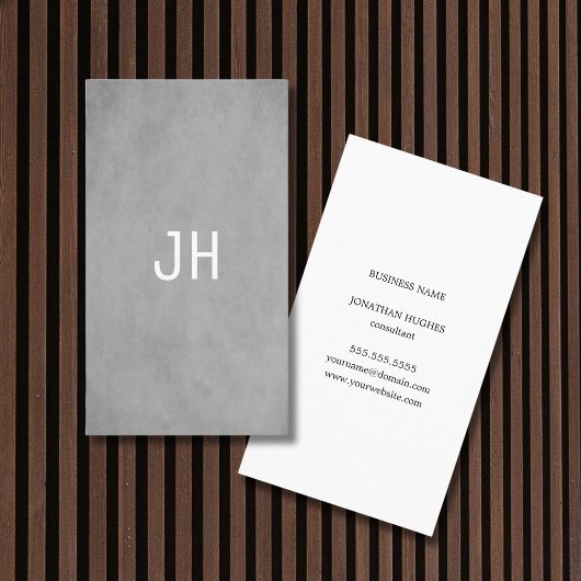 Professionelle einfache Textur Hellgrau Monogramm Visitenkarte