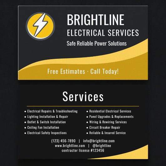 Professionelle Elektrikerfirma Visitenkarte