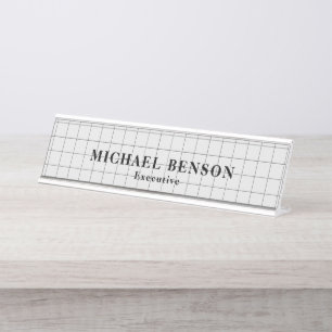 Professionelle Executive Schwarz Grau Minimalist Schreibtischnamensplakette