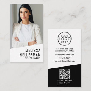 Professionelle Foto-QR-Code-Firmenlogo vertikal Visitenkarte