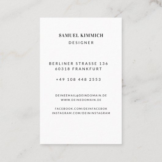 Professionelle Foto Visitenkarte (Rückseite)