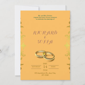 Professionelle gelbe und orange Hochzeitseinladung Einladung