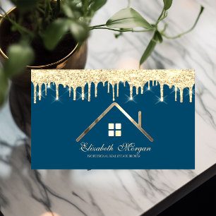 Professionelle Gold Glitter Tropfen Immobilien Bla Visitenkarte