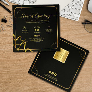 Professionelle goldene und schwarze Eröffnungsfeie Einladung
