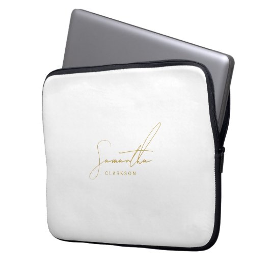 Professionelle handgeschriebene Gold-Schrift-Typog Laptopschutzhülle (Vorderseite Links)