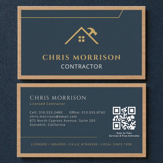 Professionelle Holz-QR-Code Visitenkarte für Bauwe