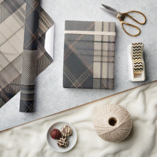 Professionelle Holzkohlegrau und Beige Karo Verpac Geschenkpapier