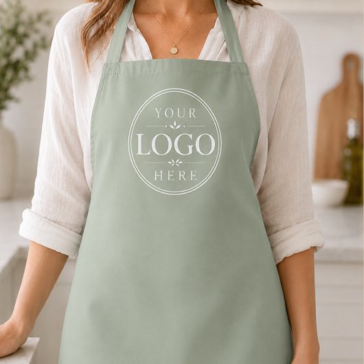 Professionelle Küche mit Salbeigrünem Logo Schürze