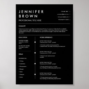 Professionelle Lebenslaufvorlage moderne CV digita Poster