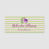 Professionelle Lila Aquarellfarben Rose Blumenmust Namensschild (Vorderseite)